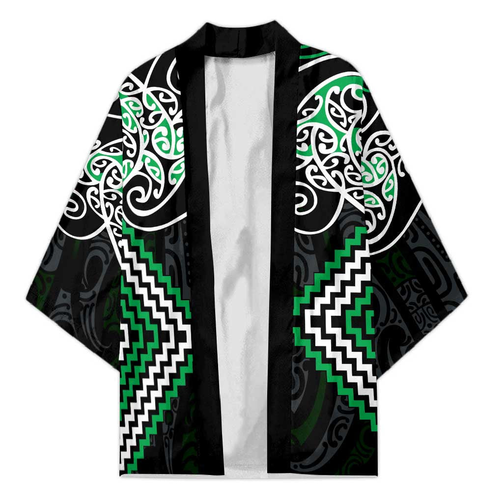 Green Aotearoa Tukutuku Manawa Tapu Kimono Ta Moko Toi Maori - Polynesian Pride