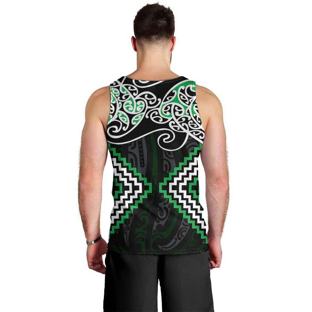 Green Aotearoa Tukutuku Manawa Tapu Men Tank Top Ta Moko Toi Maori