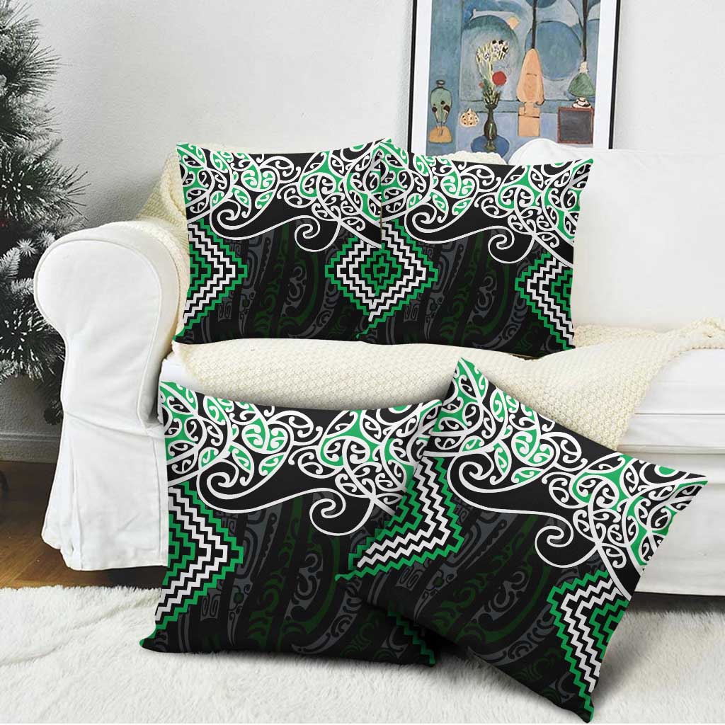 Green Aotearoa Tukutuku Manawa Tapu Pillow Cover Ta Moko Toi Maori LT9 - Polynesian Pride