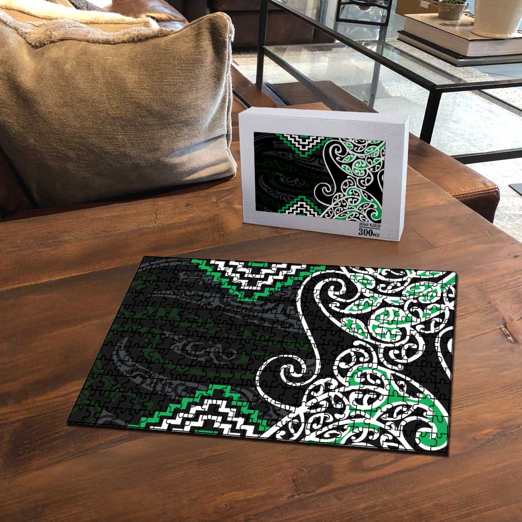 Green Aotearoa Tukutuku Manawa Tapu Puzzle Ta Moko Toi Maori - Polynesian Pride