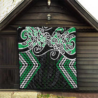 Green Aotearoa Tukutuku Manawa Tapu Quilt Ta Moko Toi Maori