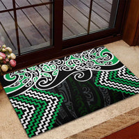 Green Aotearoa Tukutuku Manawa Tapu Rubber Doormat Ta Moko Toi Maori LT9 - Polynesian Pride