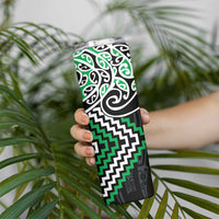 Green Aotearoa Tukutuku Manawa Tapu Skinny Tumbler Ta Moko Toi Maori LT9 - Polynesian Pride