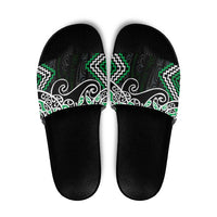 Green Aotearoa Tukutuku Manawa Tapu Slide Sandals Ta Moko Toi Maori LT9 Green - Polynesian Pride