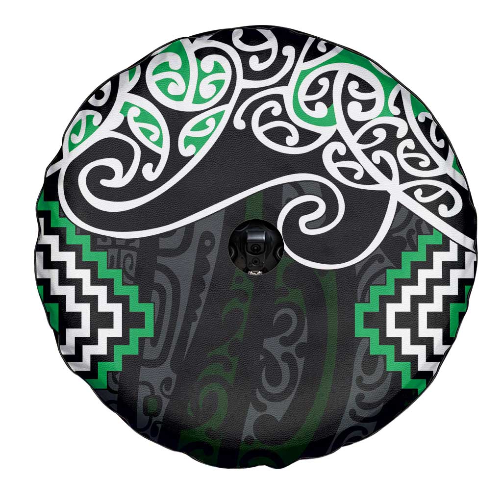 Green Aotearoa Tukutuku Manawa Tapu Spare Tire Cover Ta Moko Toi Maori