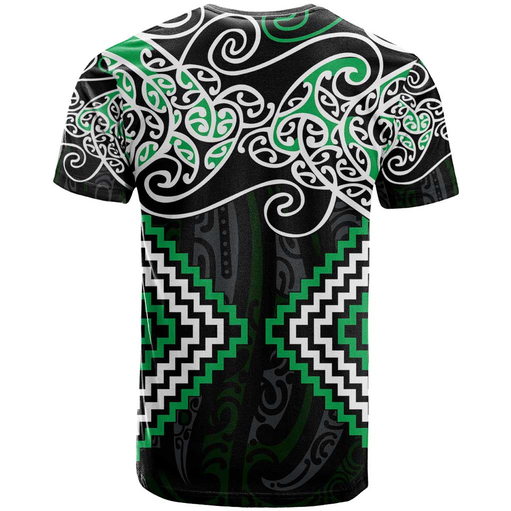 Green Aotearoa Tukutuku Manawa Tapu T Shirt Ta Moko Toi Maori LT9 - Polynesian Pride