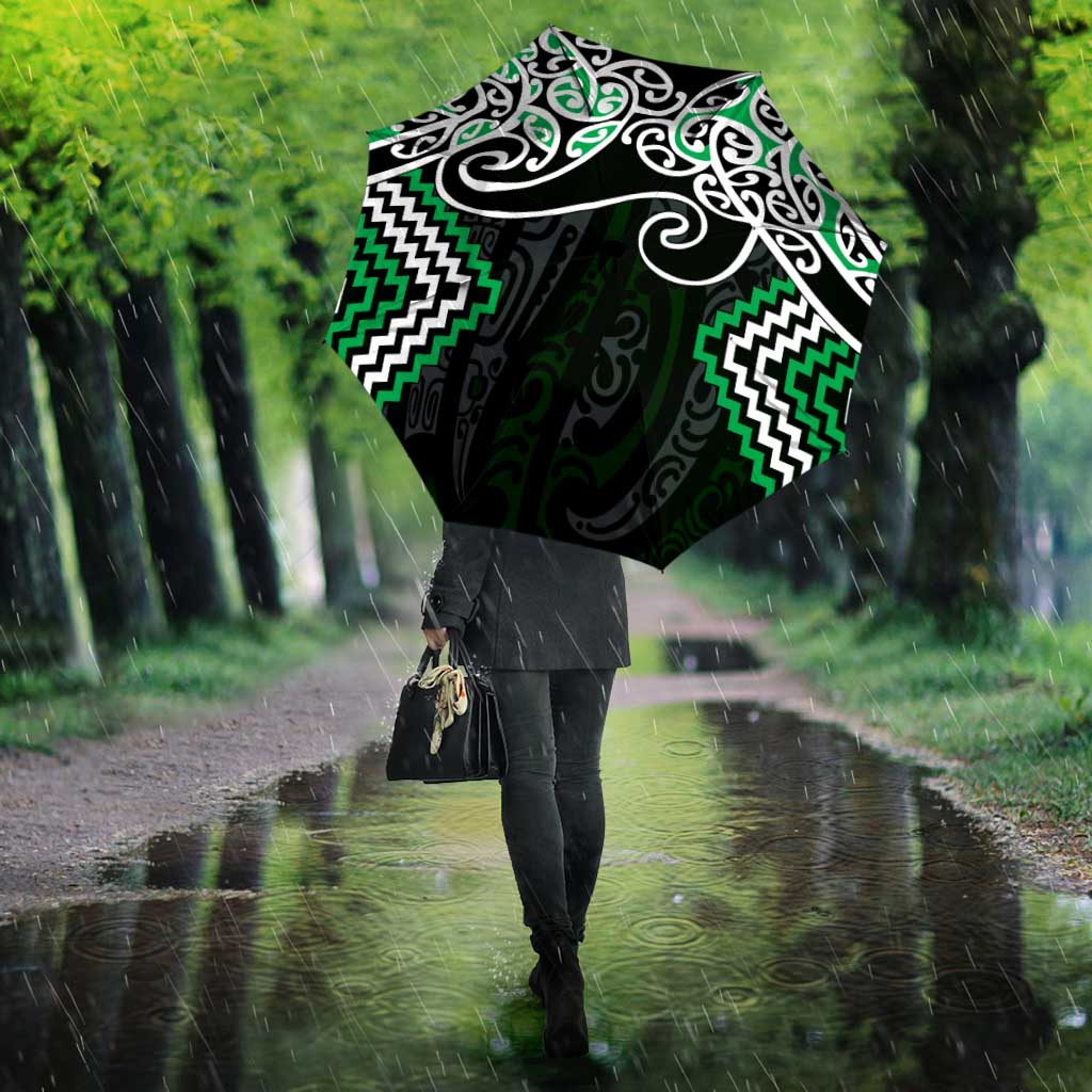 Green Aotearoa Tukutuku Manawa Tapu Umbrella Ta Moko Toi Maori - Polynesian Pride