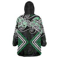 Green Aotearoa Tukutuku Manawa Tapu Wearable Blanket Hoodie Ta Moko Toi Maori