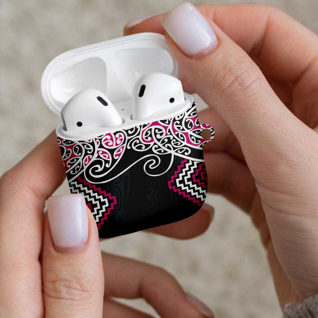 Pink Aotearoa Tukutuku Manawa Tapu AirPods Case Ta Moko Toi Maori - Polynesian Pride