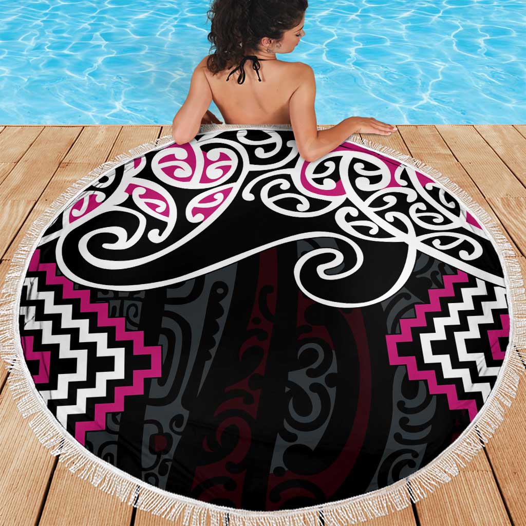 Pink Aotearoa Tukutuku Manawa Tapu Beach Blanket Ta Moko Toi Maori