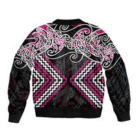 Pink Aotearoa Tukutuku Manawa Tapu Bomber Jacket Ta Moko Toi Maori