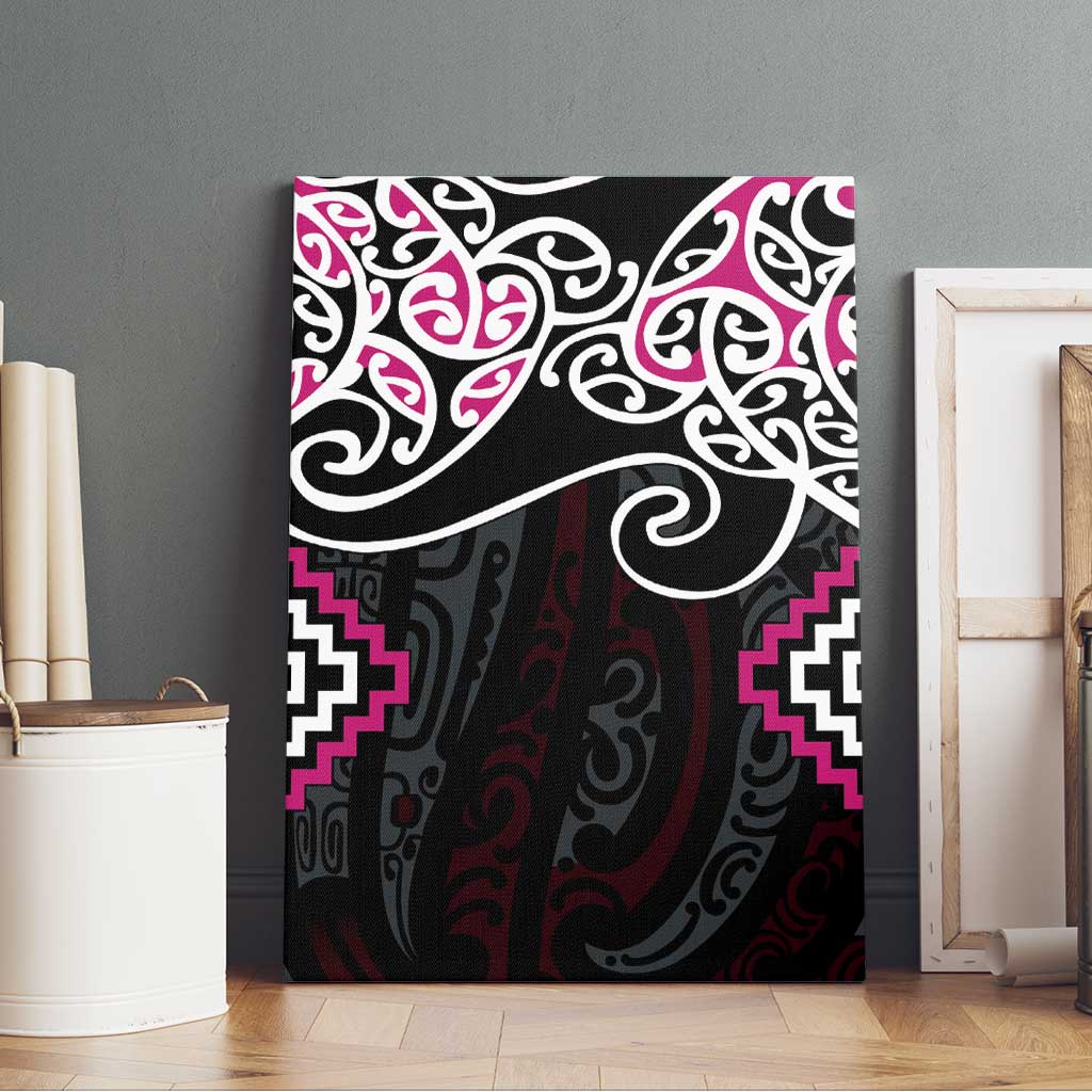 Pink Aotearoa Tukutuku Manawa Tapu Canvas Wall Art Ta Moko Toi Maori
