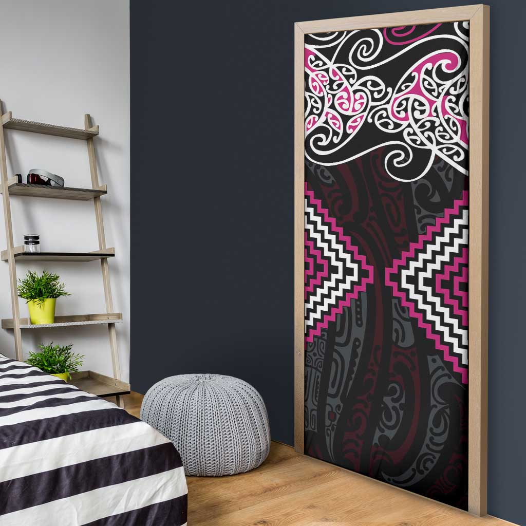 Pink Aotearoa Tukutuku Manawa Tapu Door Cover Ta Moko Toi Maori - Polynesian Pride