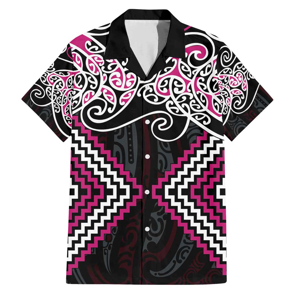 Pink Aotearoa Tukutuku Manawa Tapu Family Matching Mermaid Dress and Hawaiian Shirt Ta Moko Toi Maori LT9 Dad's Shirt - Short Sleeve Pink - Polynesian Pride