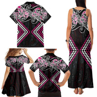 Pink Aotearoa Tukutuku Manawa Tapu Family Matching Tank Maxi Dress and Hawaiian Shirt Ta Moko Toi Maori LT9 - Polynesian Pride