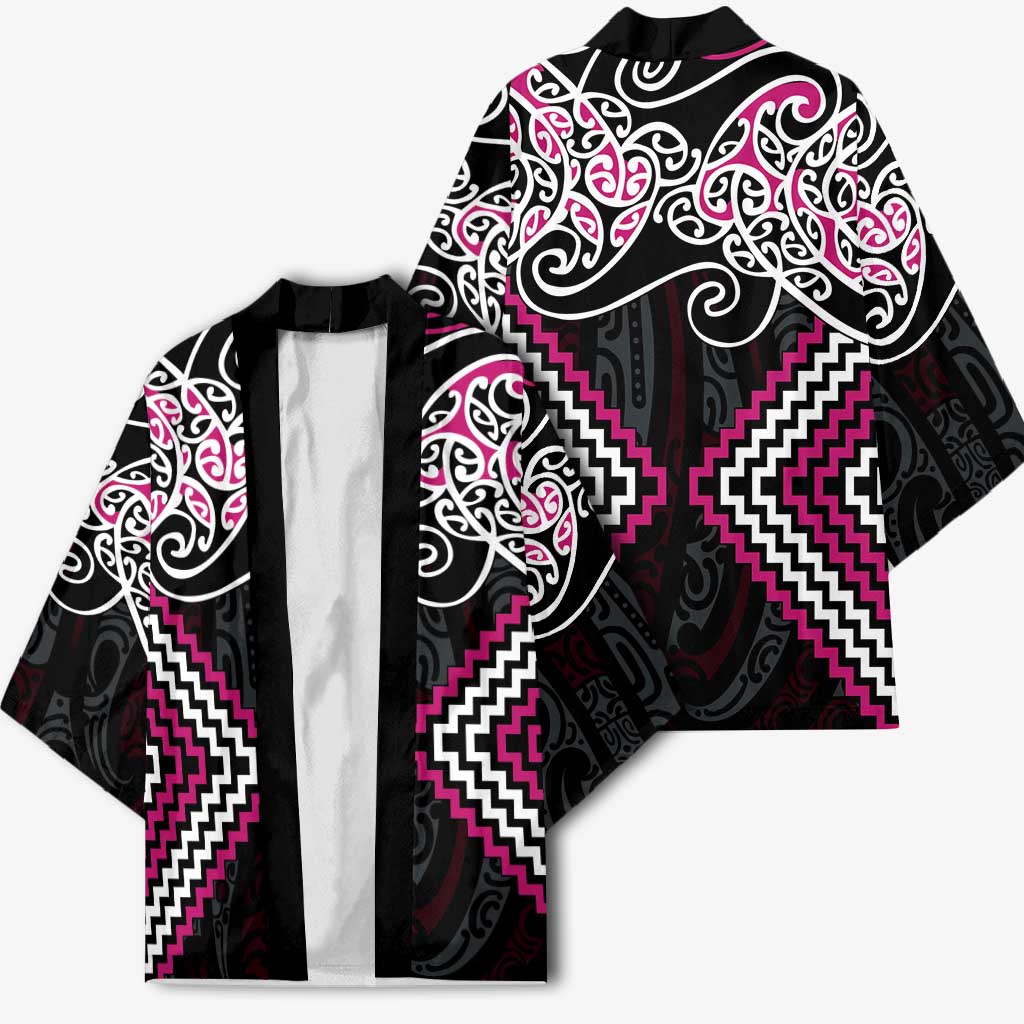 Pink Aotearoa Tukutuku Manawa Tapu Kimono Ta Moko Toi Maori - Polynesian Pride