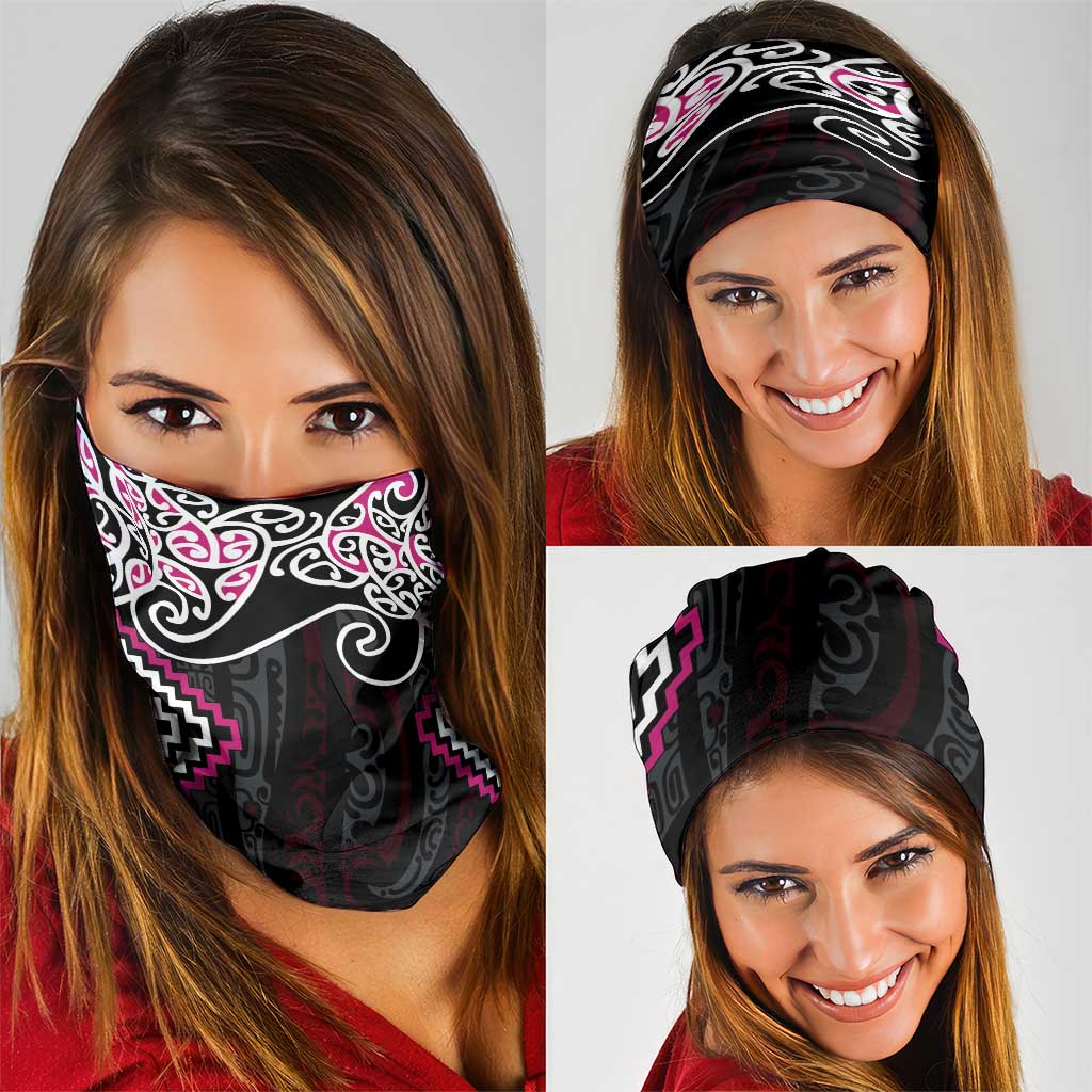 Pink Aotearoa Tukutuku Manawa Tapu Neck Gaiter Ta Moko Toi Maori - Polynesian Pride