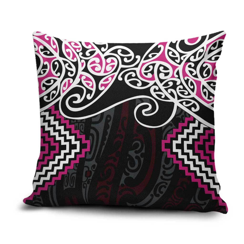 Pink Aotearoa Tukutuku Manawa Tapu Pillow Cover Ta Moko Toi Maori LT9 Pink - Polynesian Pride