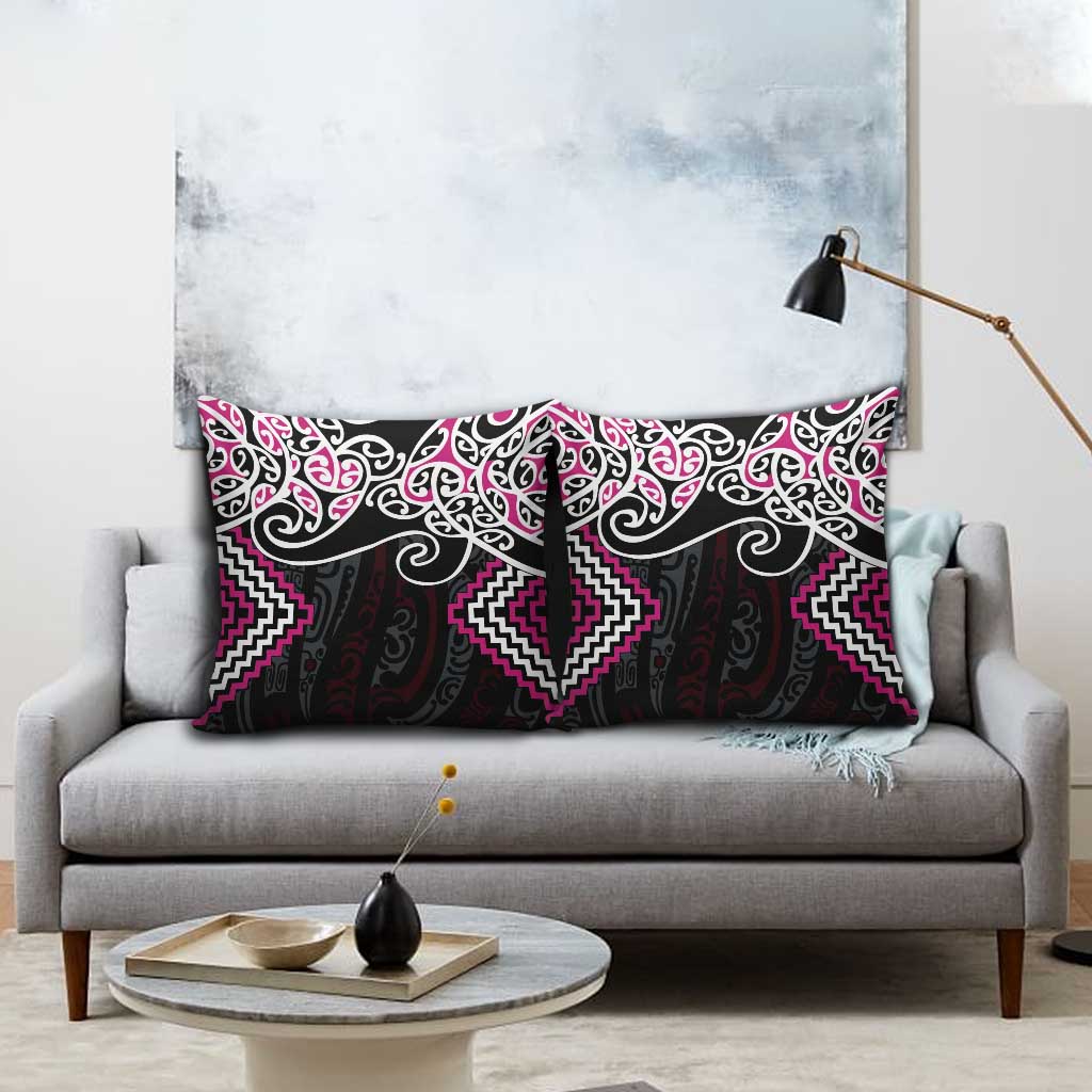 Pink Aotearoa Tukutuku Manawa Tapu Pillow Cover Ta Moko Toi Maori LT9 - Polynesian Pride