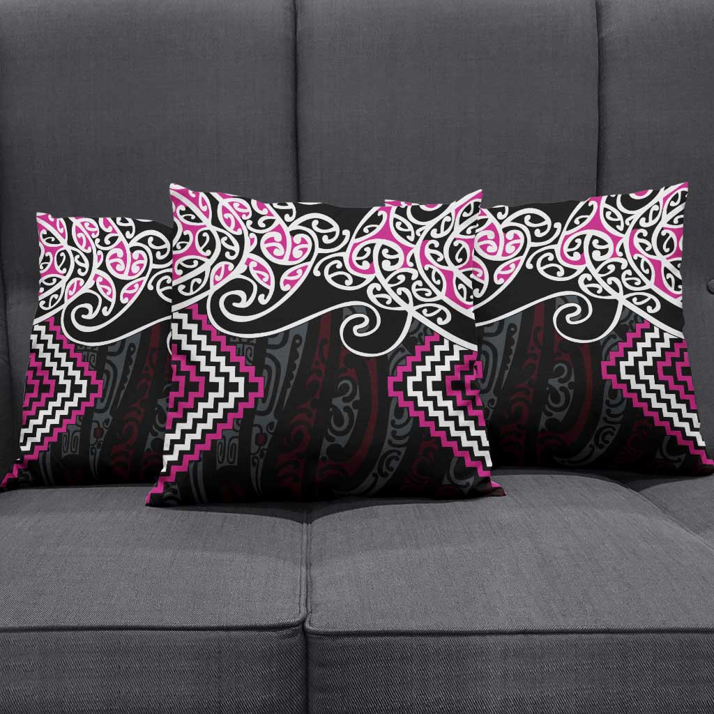 Pink Aotearoa Tukutuku Manawa Tapu Pillow Cover Ta Moko Toi Maori LT9 - Polynesian Pride