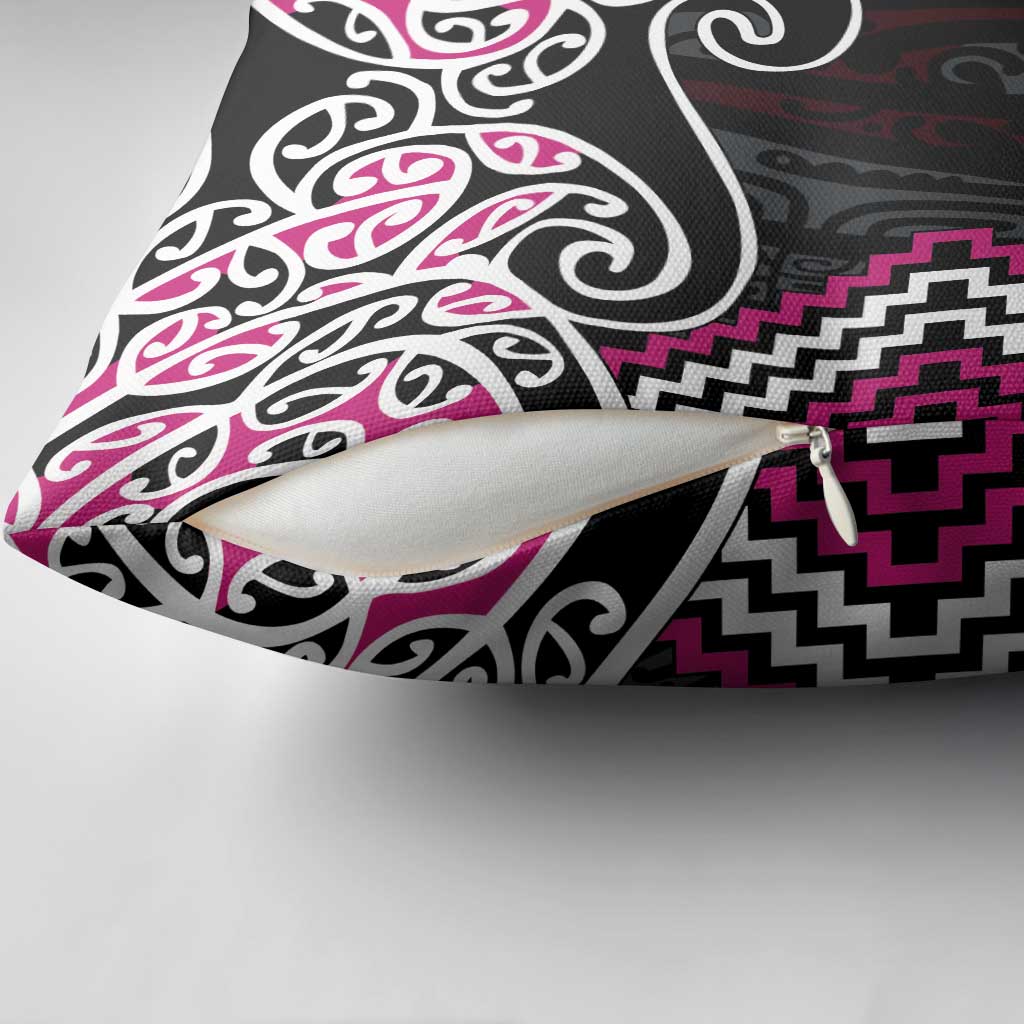 Pink Aotearoa Tukutuku Manawa Tapu Pillow Cover Ta Moko Toi Maori LT9 - Polynesian Pride