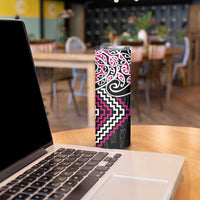 Pink Aotearoa Tukutuku Manawa Tapu Skinny Tumbler Ta Moko Toi Maori LT9 - Polynesian Pride