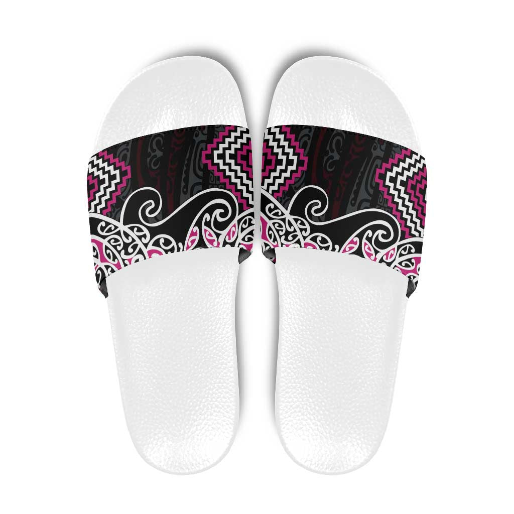 Pink Aotearoa Tukutuku Manawa Tapu Slide Sandals Ta Moko Toi Maori LT9 Pink - Polynesian Pride