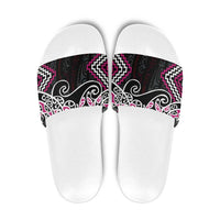 Pink Aotearoa Tukutuku Manawa Tapu Slide Sandals Ta Moko Toi Maori LT9 Pink - Polynesian Pride