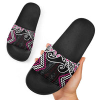 Pink Aotearoa Tukutuku Manawa Tapu Slide Sandals Ta Moko Toi Maori LT9 - Polynesian Pride