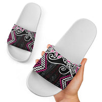 Pink Aotearoa Tukutuku Manawa Tapu Slide Sandals Ta Moko Toi Maori LT9 - Polynesian Pride