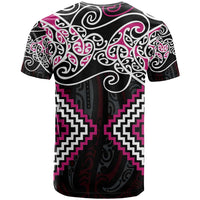 Pink Aotearoa Tukutuku Manawa Tapu T Shirt Ta Moko Toi Maori LT9 - Polynesian Pride
