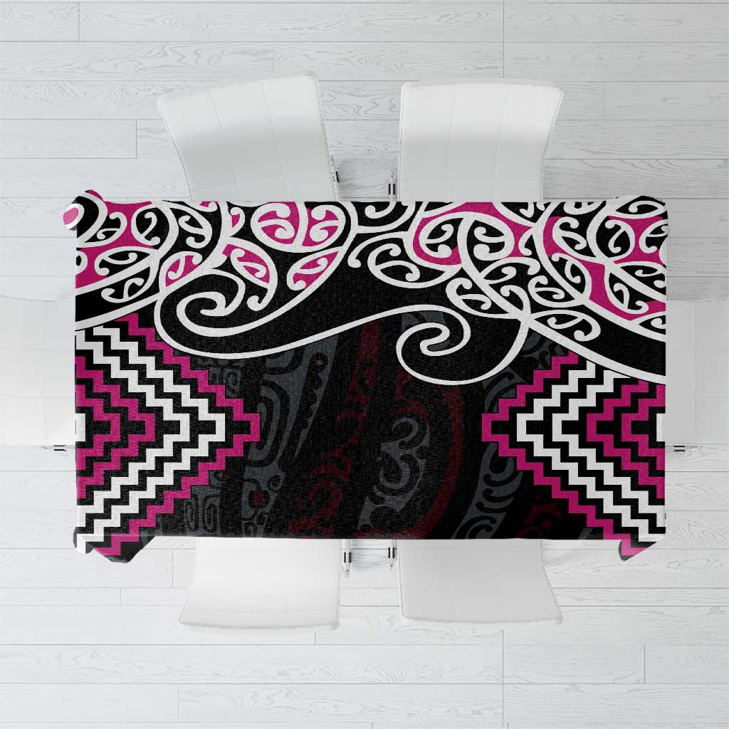 Pink Aotearoa Tukutuku Manawa Tapu Tablecloth Ta Moko Toi Maori LT9 Pink - Polynesian Pride