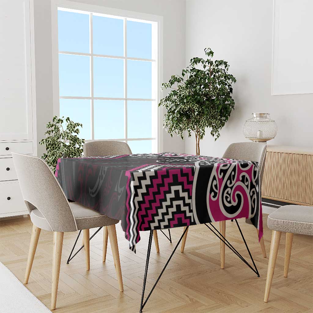 Pink Aotearoa Tukutuku Manawa Tapu Tablecloth Ta Moko Toi Maori LT9 - Polynesian Pride