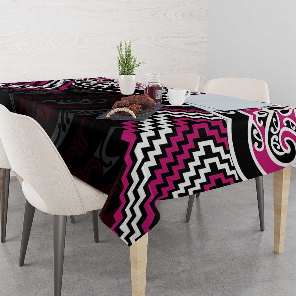Pink Aotearoa Tukutuku Manawa Tapu Tablecloth Ta Moko Toi Maori LT9 - Polynesian Pride
