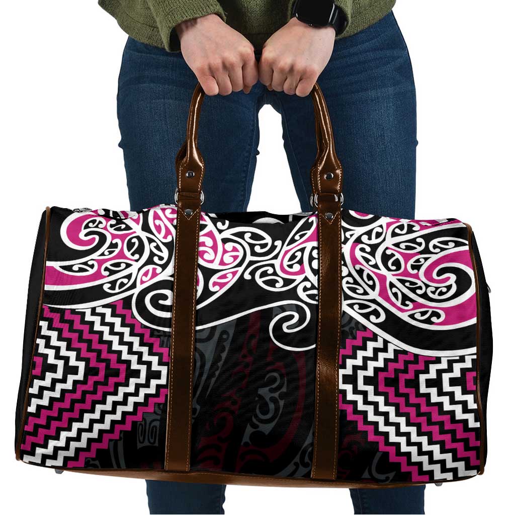 Pink Aotearoa Tukutuku Manawa Tapu Travel Bag Ta Moko Toi Maori - Polynesian Pride