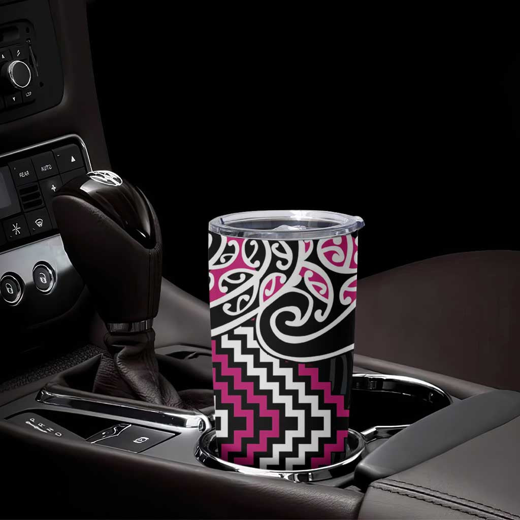Pink Aotearoa Tukutuku Manawa Tapu Tumbler Cup Ta Moko Toi Maori LT9 - Polynesian Pride