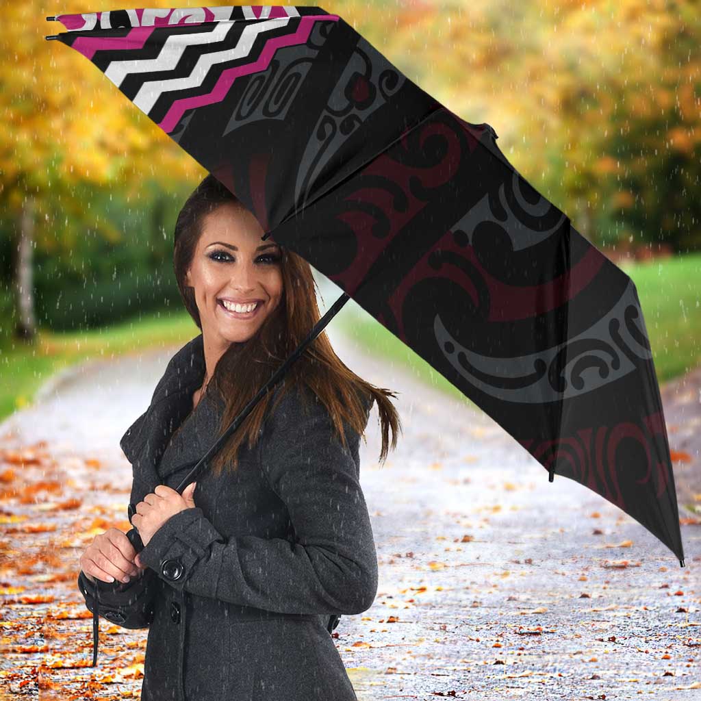 Pink Aotearoa Tukutuku Manawa Tapu Umbrella Ta Moko Toi Maori - Polynesian Pride