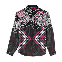 Pink Aotearoa Tukutuku Manawa Tapu Women Casual Shirt Ta Moko Toi Maori LT9 - Polynesian Pride