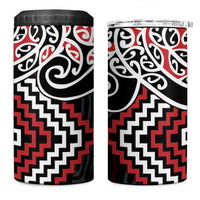 Red Aotearoa Tukutuku Manawa Tapu 4 in 1 Can Cooler Tumbler Ta Moko Toi Maori LT9 One Size: 16 oz Red - Polynesian Pride