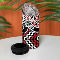 Red Aotearoa Tukutuku Manawa Tapu 4 in 1 Can Cooler Tumbler Ta Moko Toi Maori LT9 - Polynesian Pride