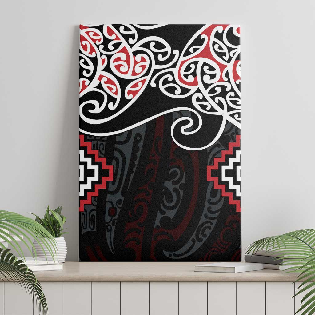 Red Aotearoa Tukutuku Manawa Tapu Canvas Wall Art Ta Moko Toi Maori