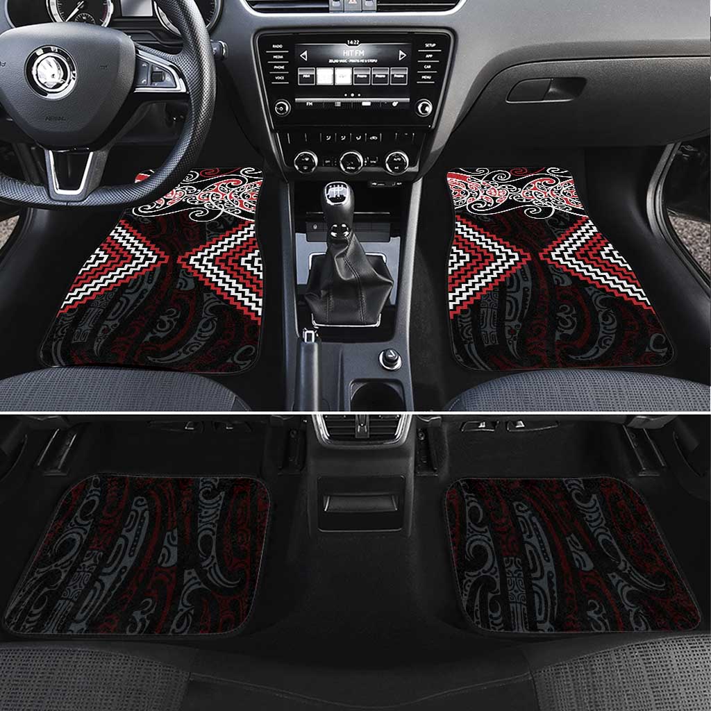 Red Aotearoa Tukutuku Manawa Tapu Car Mats Ta Moko Toi Maori