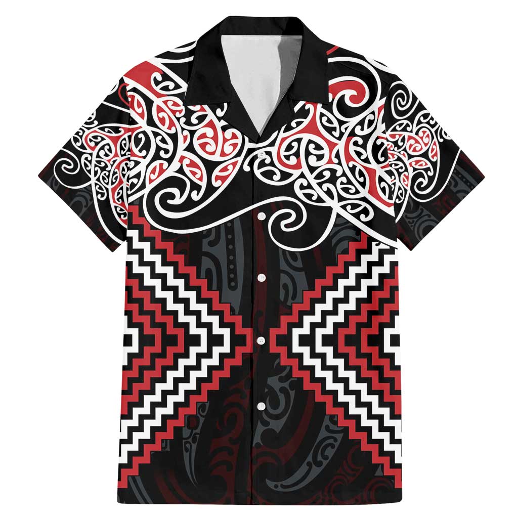 Red Aotearoa Tukutuku Manawa Tapu Family Matching Mermaid Dress and Hawaiian Shirt Ta Moko Toi Maori LT9 Dad's Shirt - Short Sleeve Red - Polynesian Pride
