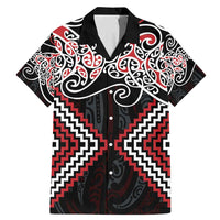 Red Aotearoa Tukutuku Manawa Tapu Family Matching Mermaid Dress and Hawaiian Shirt Ta Moko Toi Maori LT9 Dad's Shirt - Short Sleeve Red - Polynesian Pride