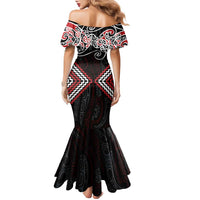 Red Aotearoa Tukutuku Manawa Tapu Family Matching Mermaid Dress and Hawaiian Shirt Ta Moko Toi Maori LT9 - Polynesian Pride