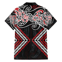 Red Aotearoa Tukutuku Manawa Tapu Family Matching Off Shoulder Short Dress and Hawaiian Shirt Ta Moko Toi Maori LT9 - Polynesian Pride