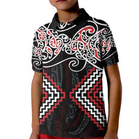 Red Aotearoa Tukutuku Manawa Tapu Kid Polo Shirt Ta Moko Toi Maori LT9 Kid Red - Polynesian Pride