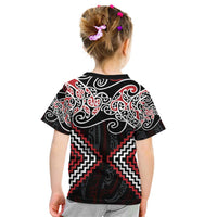 Red Aotearoa Tukutuku Manawa Tapu Kid T Shirt Ta Moko Toi Maori LT9 - Polynesian Pride
