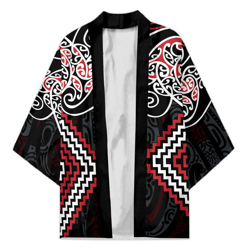 Red Aotearoa Tukutuku Manawa Tapu Kimono Ta Moko Toi Maori - Polynesian Pride