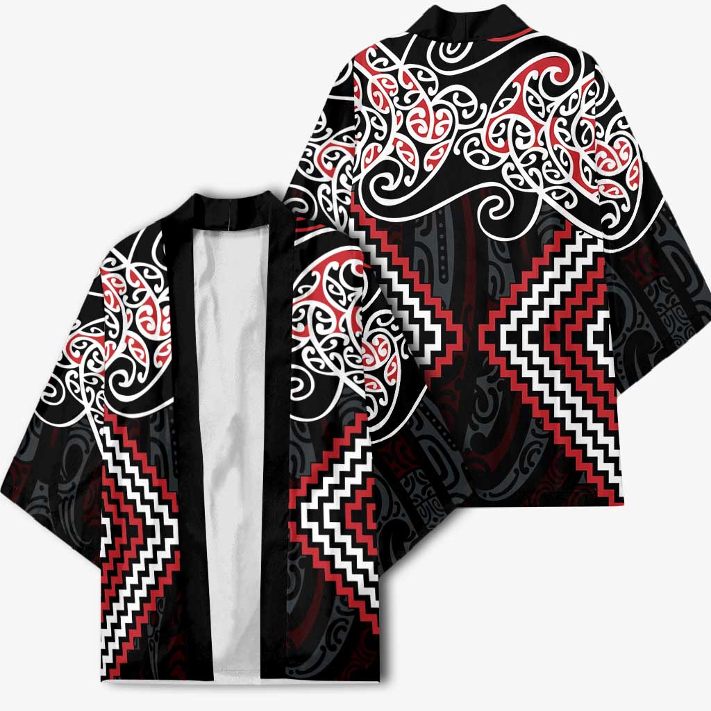 Red Aotearoa Tukutuku Manawa Tapu Kimono Ta Moko Toi Maori - Polynesian Pride